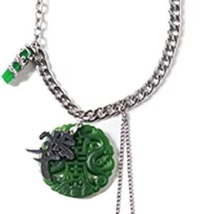 Mukzin Emerald Carved Chinese Character Necklace